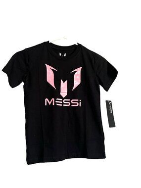 MESSI Collection T shirt Logo Short Sleeve Black & Pink Size 7T - BNWT